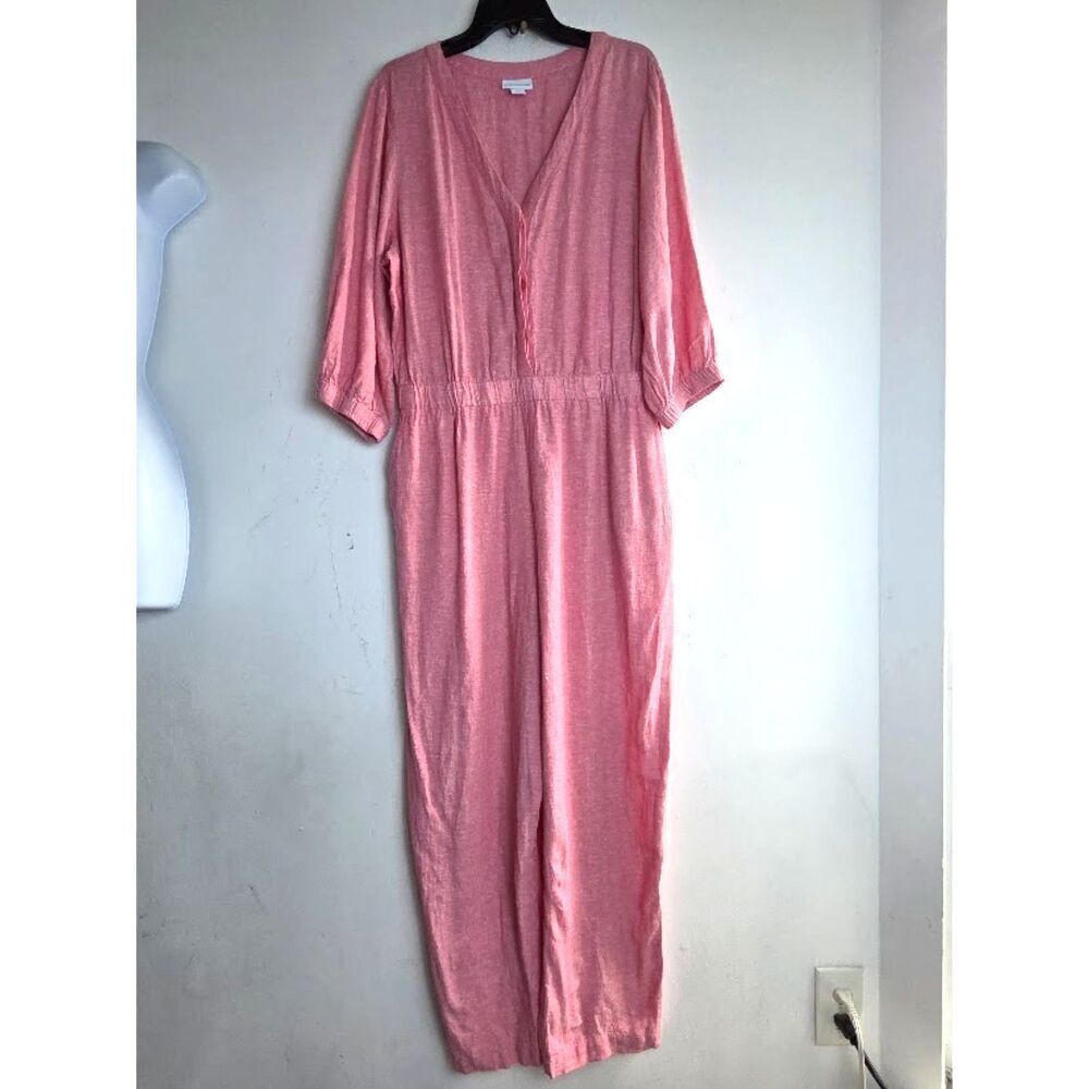 Liz Clairborne Women Line Blend Button Front Straight Leg Jumpsuit size Large